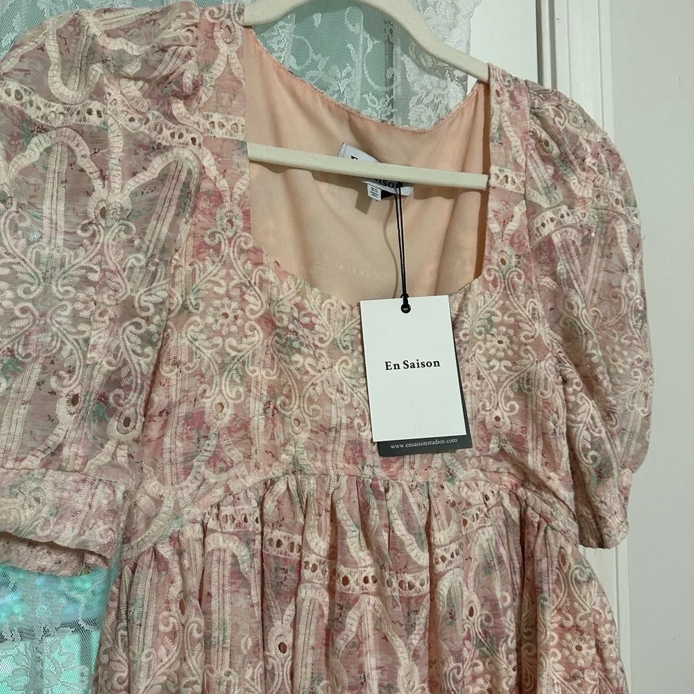 NWT En Saison Kiera Eyelet-Embroidered Mini Dress XS - Picture 6 of 7